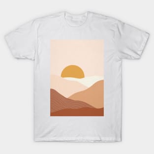 Abstract Bohemian Sunset Painting 7, Abstract Mountains Illustration T-Shirt